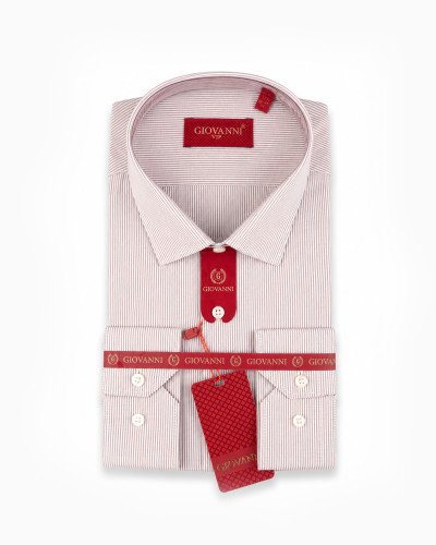 Chemise Beige Rayée Regular Fit | Vestiaire
