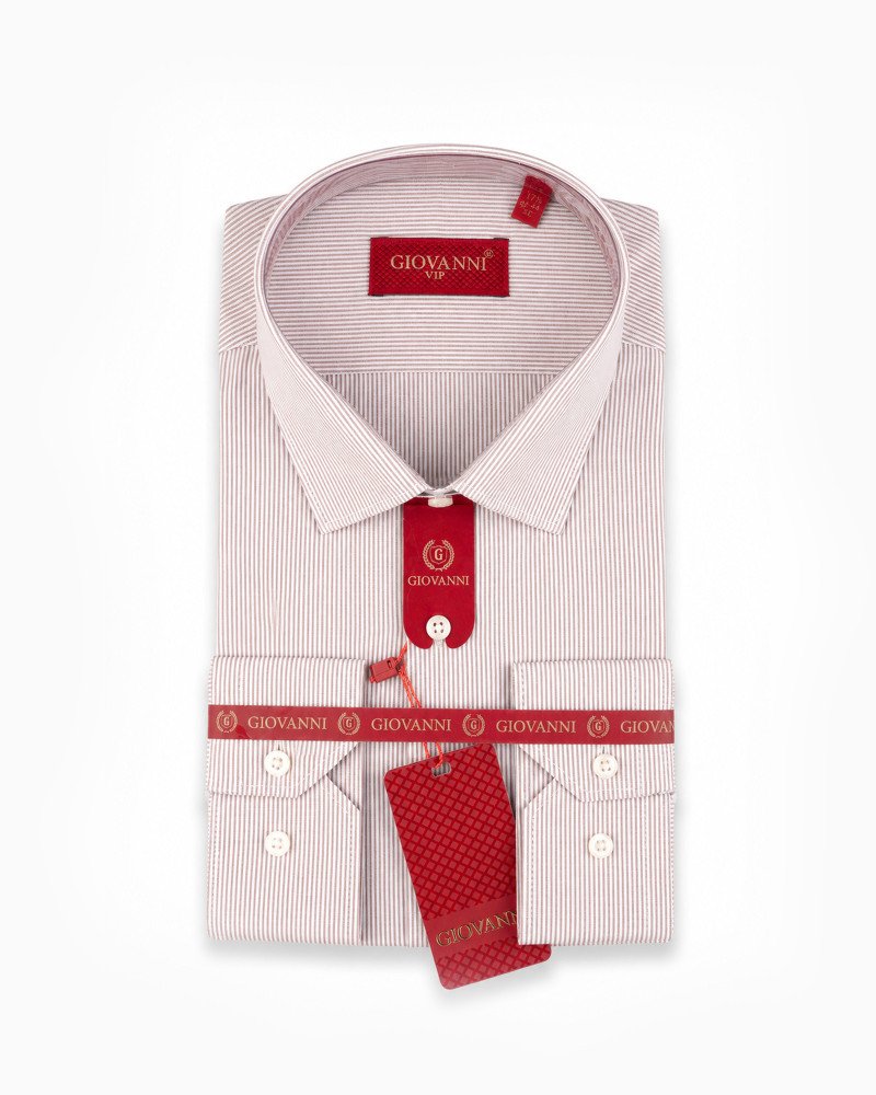 Chemise Beige Rayée Regular Fit | Vestiaire