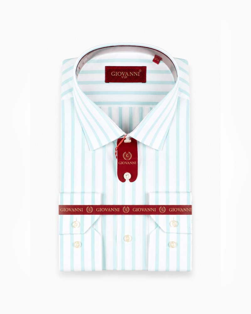 Chemise blanche à rayures bleu ciel regular fit