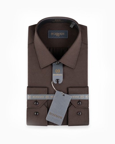 Chemise marron chocolat unie regular fit