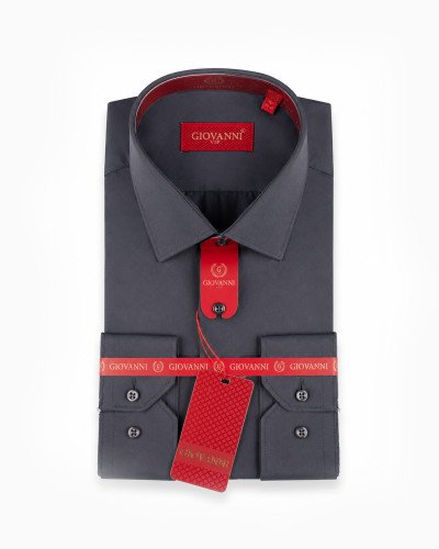 Chemise Gris Anthracite Unie – Coupe Regular Fit