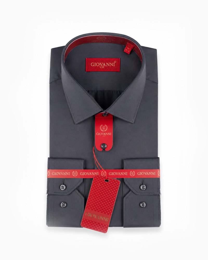 Chemise gris anthracite unie regular fit