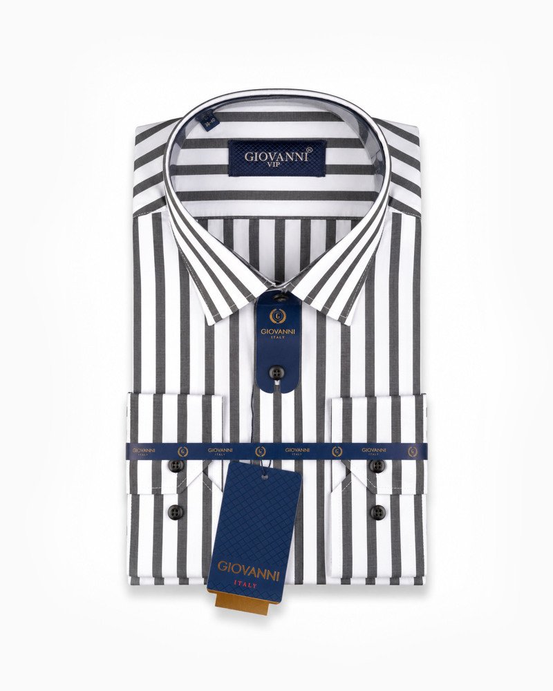 Chemise blanche à rayures grises regular fit