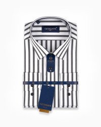 Chemise blanche à rayures grises regular fit