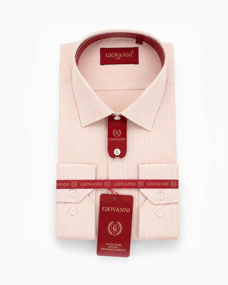 Chemise pêche clair à rayures verticales fines regular fit