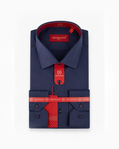Chemise bleu marine unie regular fit
