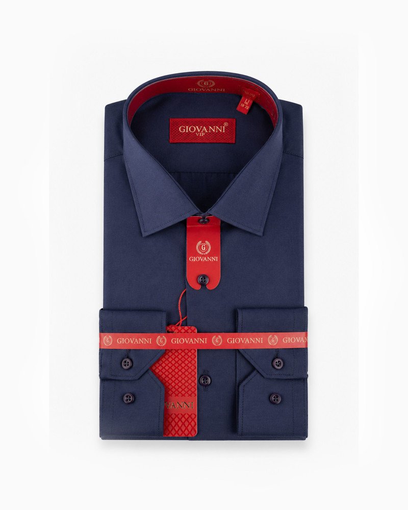 Chemise bleu marine unie regular fit