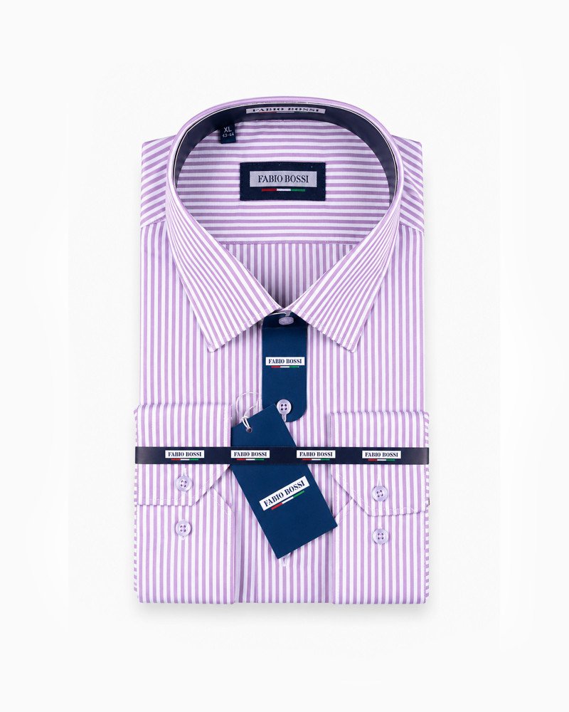 chemise lilas larges rayures verticales regular fit