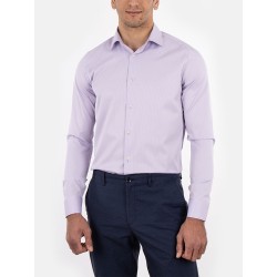 Chemise cintrée en popeline double retors faux-uni à fines rayures 52CH