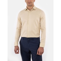 Chemise cintrée en popeline double retors faux-uni à fines rayures 53CH