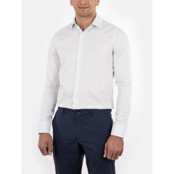 Chemise cintrée en popeline double retors faux-uni à fines rayures 51CH