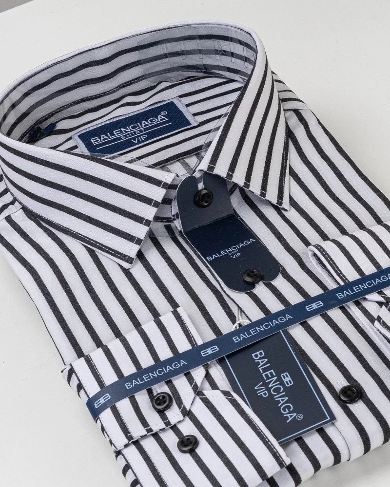 Chemise Rayée Blanc/Noir Regular Fit