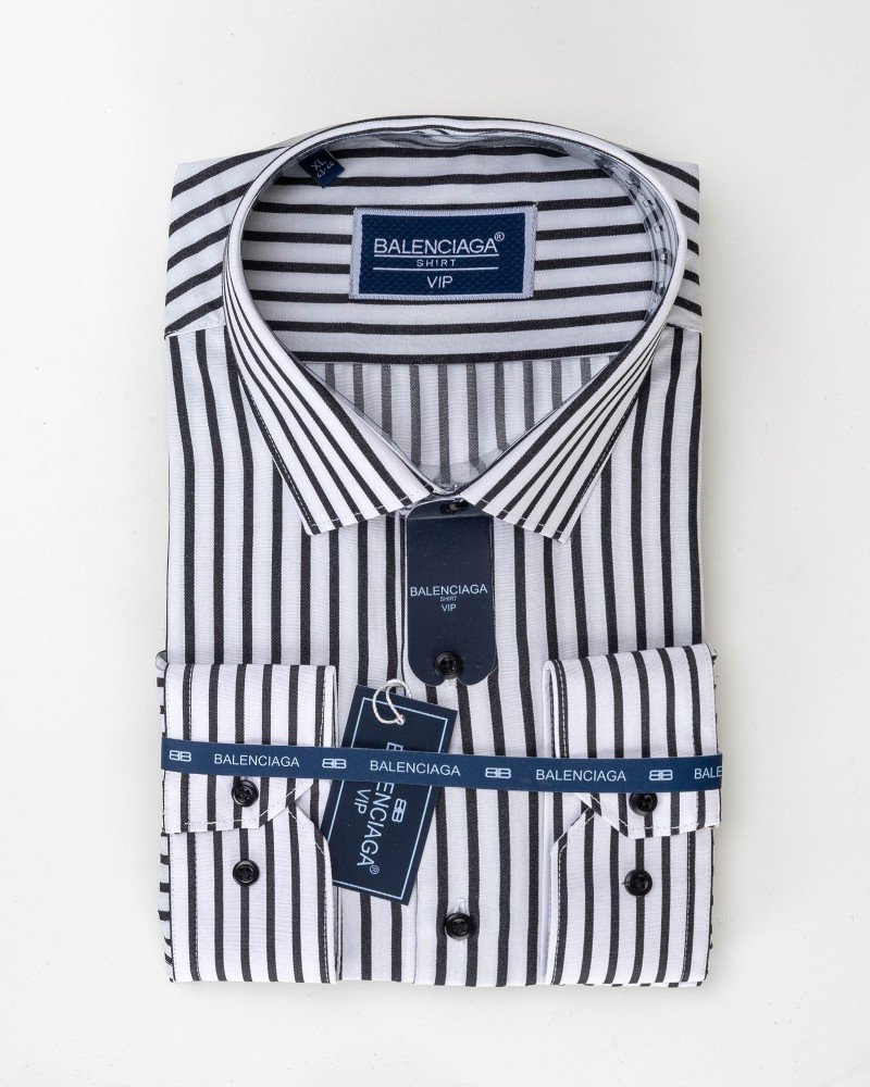 Chemise Rayée Blanc/Noir Regular Fit
