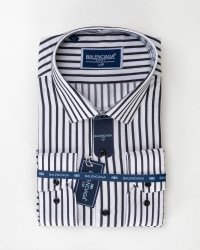 Chemise Rayée Blanc/Noir Regular Fit