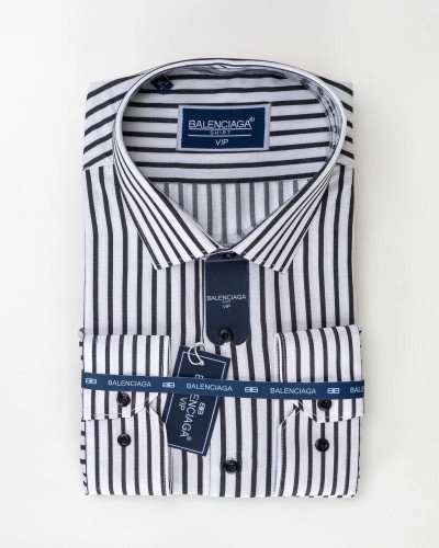 Chemise Rayée Blanc/Noir Regular Fit