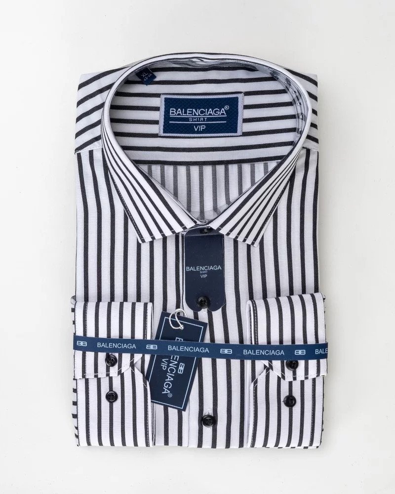Chemise Rayée Blanc/Noir Regular Fit