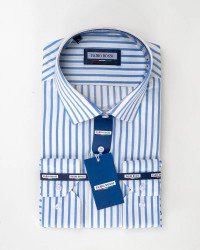 Chemise Rayée Bleu Ciel/Blanc Regular Fit