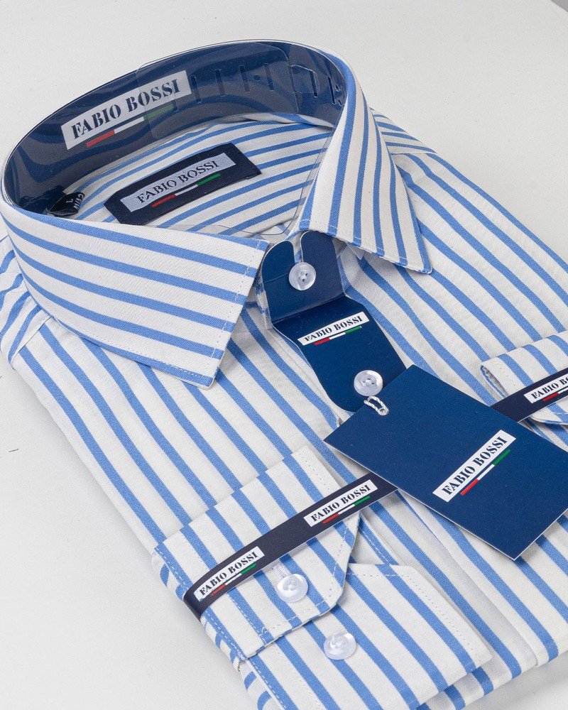 Chemise Rayée Bleu Ciel/Blanc Regular Fit
