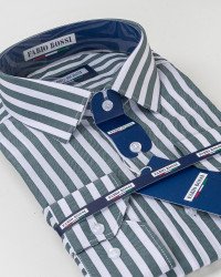 Chemise Rayée Vert/Blanc Regular Fit – Rayures Larges