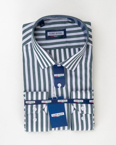Chemise Rayée Vert/Blanc Regular Fit – Rayures Larges