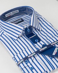 Chemise rayée bleu royal - chemise regular fit