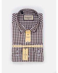 Chemise à Carreaux Marron/Blanc Regular Fit