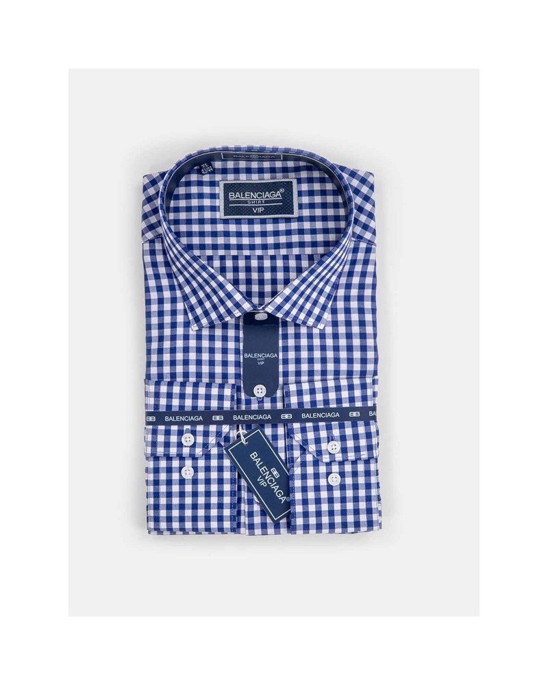 Chemise à Carreaux Bleu Royal/Blanc Regular Fit