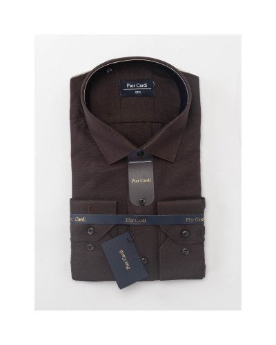 Chemise unie marron foncé regular fit