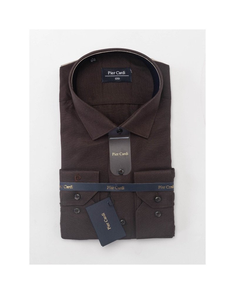 Chemise unie marron foncé regular fit
