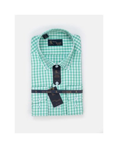 Chemise à carreaux vert menthe blanc regular fit