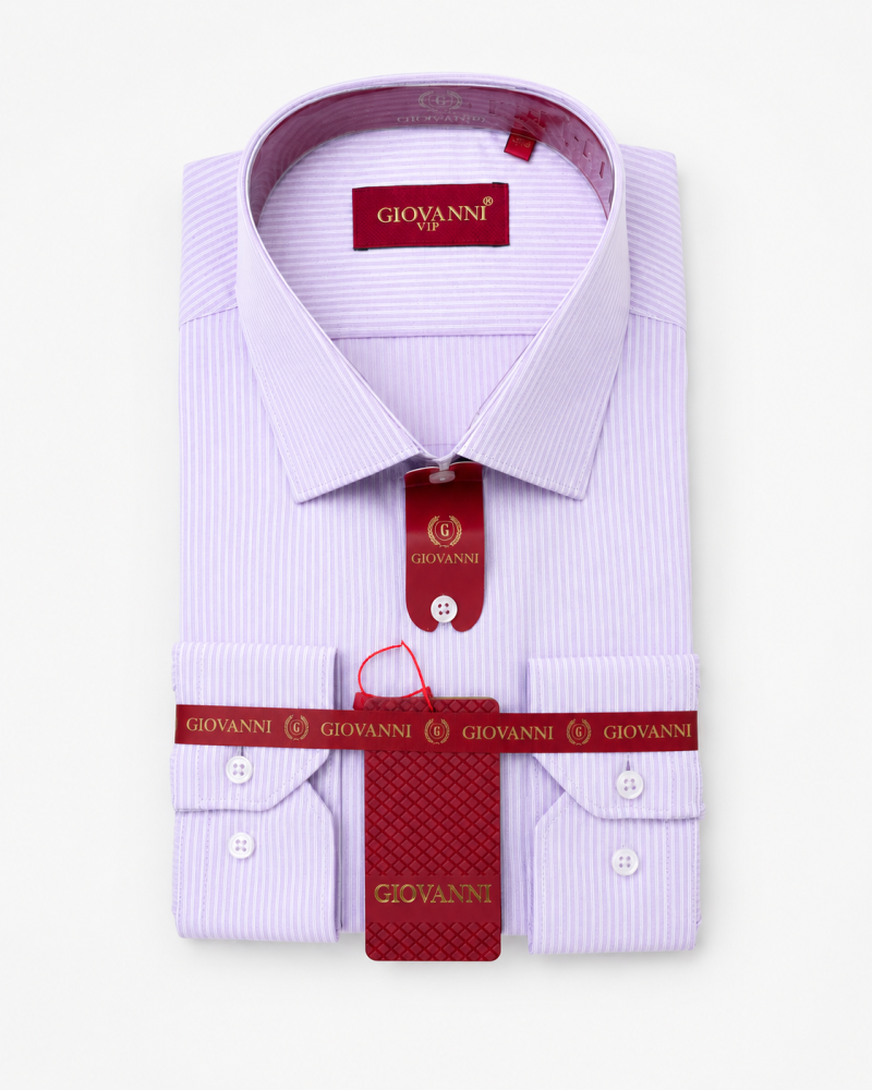Chemise Lilas à Rayures Blanches Regular Fit