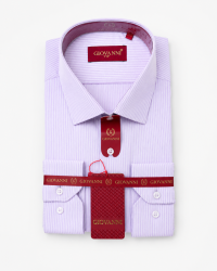 Chemise Lilas à Rayures Blanches Regular Fit