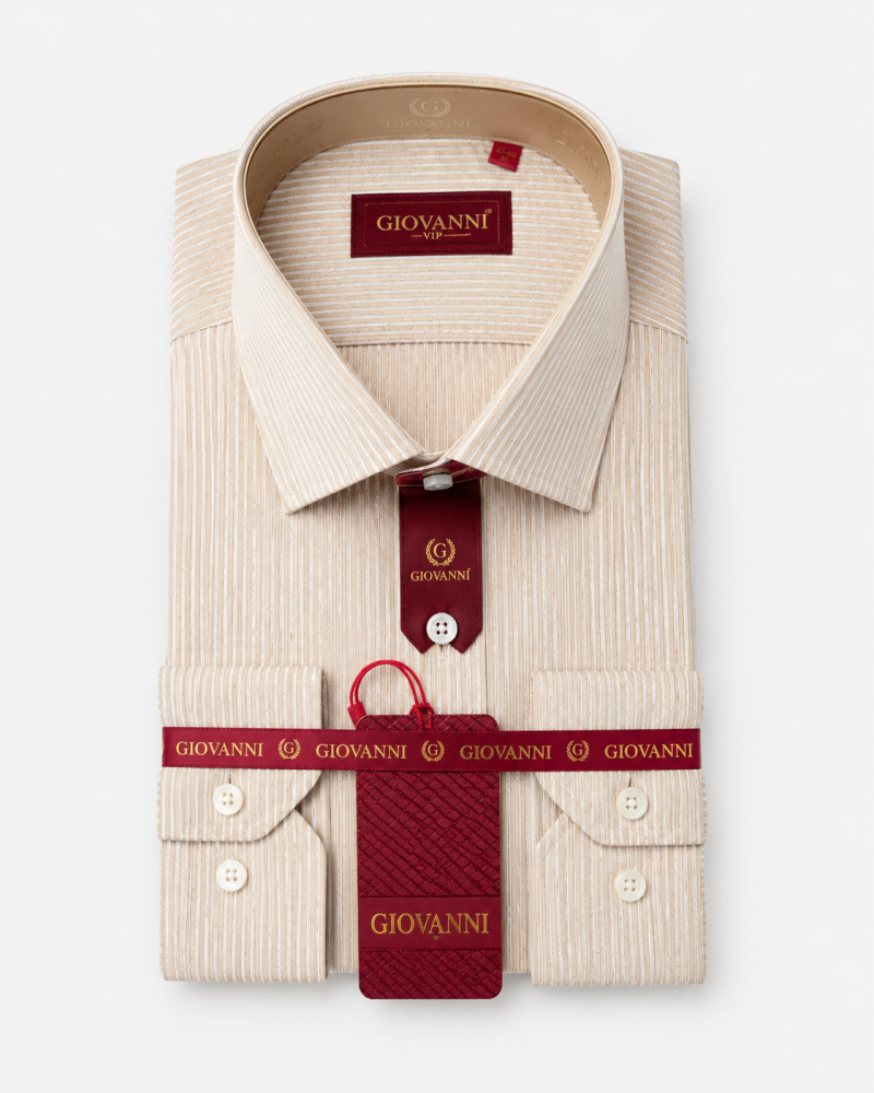Chemise Beige Rayée Regular Fit | Vestiaire